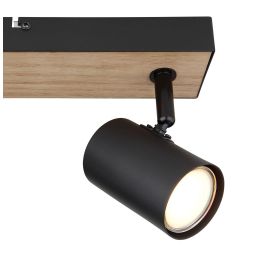 Globo Lighting Robby lampa podsufitowa 2x35 W czarna-drewno 57911-2BW