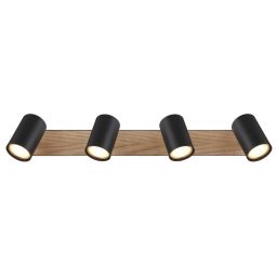 Globo Lighting Robby lampa podsufitowa 4x35 W czarna-drewno 57911-4BW