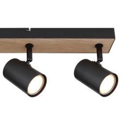 Globo Lighting Robby lampa podsufitowa 4x35 W czarna-drewno 57911-4BW