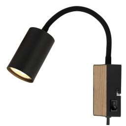 Globo Lighting Robby kinkiet 1x35 W czarny-drewno 57911WBW
