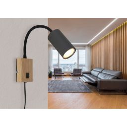 Globo Lighting Robby kinkiet 1x25W grafit/drewno 57911WG