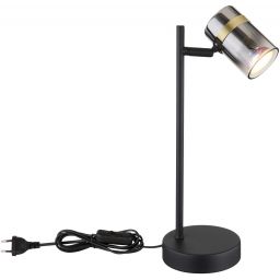 Globo Lighting Trabby lampa biurkowa 1x8 W czarna-mosiądz-przydymiona 57916T