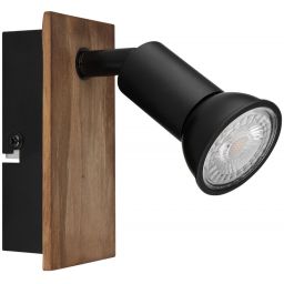 Globo Lighting Drew kinkiet 1x35W czarny mat/drewno 57998-1W