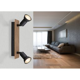 Globo Lighting Drew kinkiet 2x35W czarny mat/drewno 57998-2W