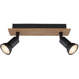 Globo Lighting Drew kinkiet 2x35W czarny mat/drewno 57998-2W