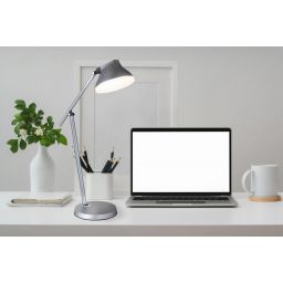 Globo Lighting Halvar lampa biurkowa 1x8 W biała-szara 58437G