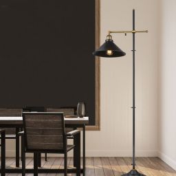 Globo Lighting Lenius lampa stojąca 1x60W czarna/stare złoto 15053S