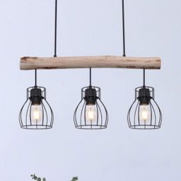 Globo Lighting Mina lampa wisząca 3x40W czarna/drewno 15326-3N