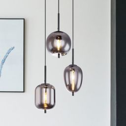 Globo Lighting Blacky lampa wisząca 3x40W czarny mat/szkło przydymione 15345-3