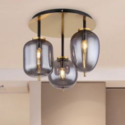 Globo Lighting Blacky I lampa podsufitowa 3x40W mosiądz/szkło przydymione 15345-3DMM