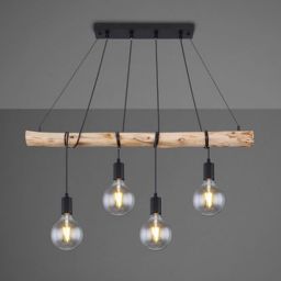 Globo Lighting Auston lampa wisząca 4x60W czarny mat/drewno 15439-4