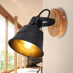 Globo Lighting Günther kinkiet 1x60W czarny/drewno 15466S-1