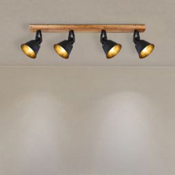 Globo Lighting Günther lampa podsufitowa 4x60W czarny/drewno 15466S-4