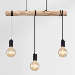 Globo Lighting Gregor lampa wisząca 3x60W czarna/drewno 15539-3H