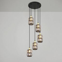 Globo Lighting Wolli lampa wisząca 5x40W czarny mat/kryształ 15761-5B