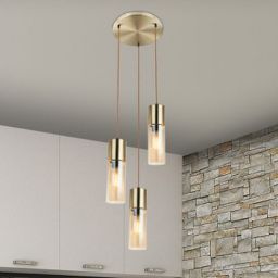 Globo Lighting Annika lampa wisząca 3x25W złoty mat/szkło bursztynowe 21000-3HM