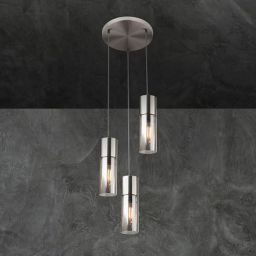 Globo Lighting Annika lampa wisząca 3x25W metal satyna/szkło przydymione 21000-3HN
