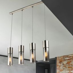Globo Lighting Annika lampa wisząca 4x25W chrom satynowy/szkło przydymione 21000-4HN