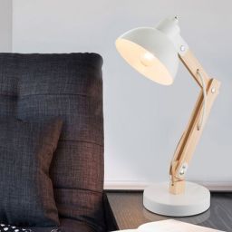 Globo Lighting Tongariro lampa biurkowa 1x40W biała/drewno 21502