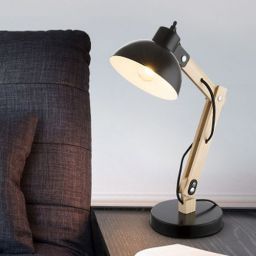 Globo Lighting Tongariro lampa biurkowa 1x40W czarna/drewno 21504