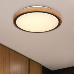 Globo Lighting Bruno plafon 1x12W LED czarny mat/opal/drewno 41764-12