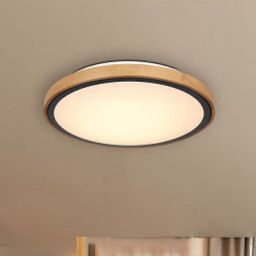 Globo Lighting Bruno plafon 1x24W LED czarny mat/opal/drewno 41764-24
