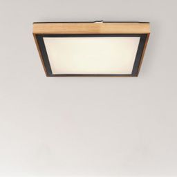 Globo Lighting Bruno plafon 1x24W LED czarny mat/opal/drewno 41764-24Q