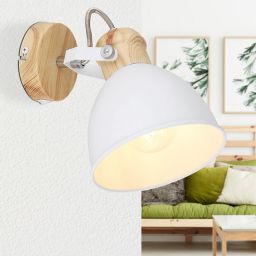 Globo Lighting Wiho kinkiet 1x40W biały/drewno 54018-1