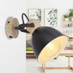 Globo Lighting Wiho kinkiet 1x40W czarny/drewno 54018-1S