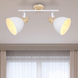 Globo Lighting Wiho lampa podsufitowa 2x40W biały/drewno 54018-2
