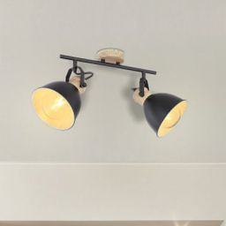 Globo Lighting Wiho lampa podsufitowa 2x40W czarny/drewno 54018-2S