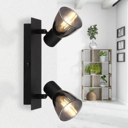 Globo Lighting Claude kinkiet 2x40W czarny mat/przydymiony 54307-2