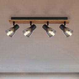 Globo Lighting Claude lampa podsufitowa 4x40W czarny mat/drewno/przydymiony 54307-4W