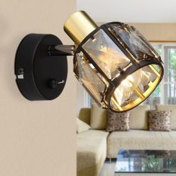 Globo Lighting Indiana kinkiet 1x40W czarny mat/złoty/przydymiony 54357-1B