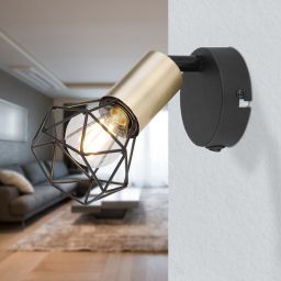 Globo Lighting Xara I kinkiet 1x40W czarny/mosiądz 54802S-1AB