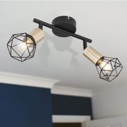 Globo Lighting Xara I lampa podsufitowa 2x40W czarny/mosiądz 54802S-2AB