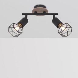 Globo Lighting Xara I lampa podsufitowa 2x40W czarny/drewno 54802S-2H