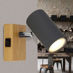 Globo Lighting Robby kinkiet 1x25W grafit/drewno 57911-1G