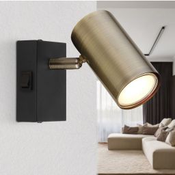 Globo Lighting Robby kinkiet 1x25W czarny mat/mosiądz 57911-1M