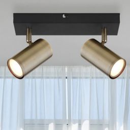 Globo Lighting Robby lampa podsufitowa 2x35 W czarna-mosiądz 57911-2M