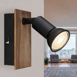 Globo Lighting Drew kinkiet 1x35W czarny mat/drewno 57998-1W