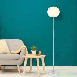 Globo Lighting Blacky I lampa stojąca 1x60W nikiel mat/szkło opalizowane 15345SNO