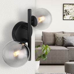 Globo Lighting Riha kinkiet 2x3,5W czarny mat/szkło przydymione 56133-2W