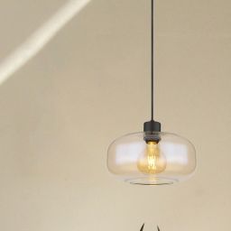 Globo Lighting Giuseppe lampa wisząca 1x40W czarny mat/bursztynowy 15566HA