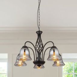 Globo Lighting Gonny lampa wisząca 5x60W czarny mat/przydymiony 60298-5H