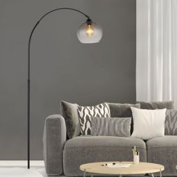 Globo Lighting Newcastle lampa stojąca 1x60 W czarna-przydymiona 58227BS