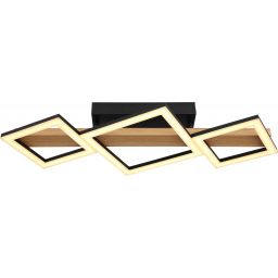 Globo Lighting Dustin lampa podsufitowa 3x29W czarny mat/drewno 67288D1
