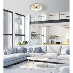 Globo Lighting Gatian lampowentylator podsufitowy 1x30 W biała-drewno 03650