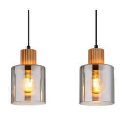 Globo Lighting Aleidis lampa wisząca 3x25 W czarna/przydymiona 15768-3