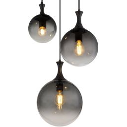 Globo Lighting Dalton lampa wisząca 3x10 W czarna-przydymiona 15885-3H